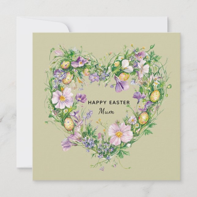 Floral Heart Easter Card for Mum (Front)
