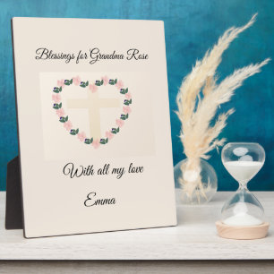 Floral Heart Faith Blessing for Cherished Grandma Plaque