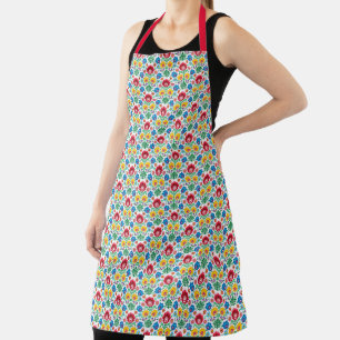 Floral Heart Folk Art Pattern Apron