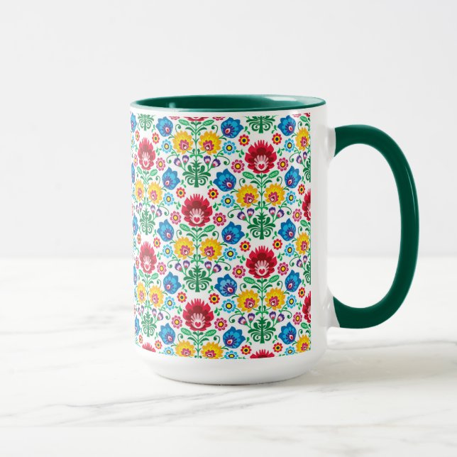 Floral Heart Folk Art Pattern Mug (Right)