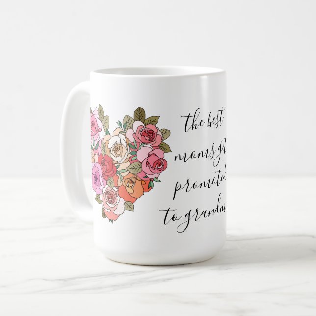Floral heart, for 1st time grandma) coffee mug (Front Left)
