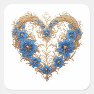 💐 Floral Heart For Engagement Party Detail Square Sticker