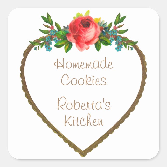 Floral Heart Frame Business Stickers (Front)