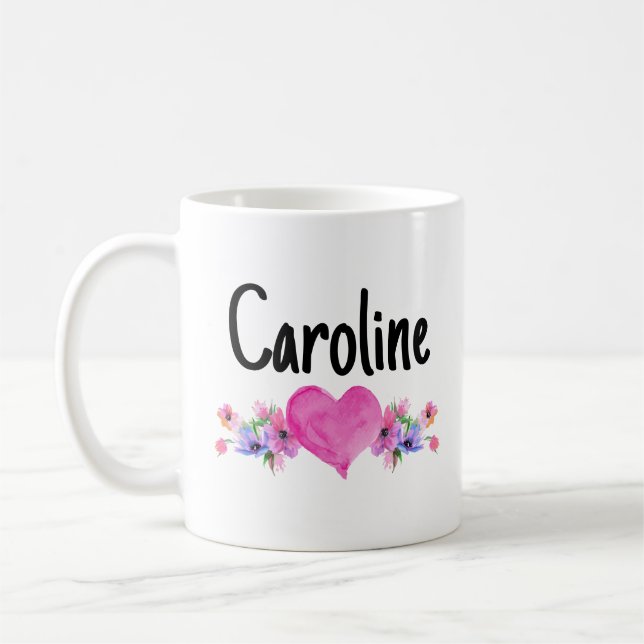 Floral Heart Galentine’s Valentine’s Personalised  Coffee Mug (Left)