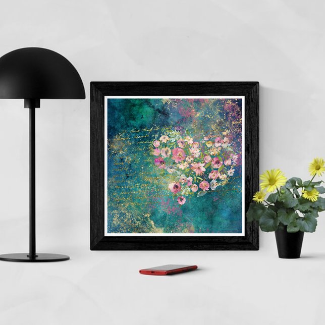 Floral Heart Gold Romantic Handwriting Poster (Creator Uploaded)