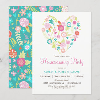 Floral Heart Housewarming Party Invitation