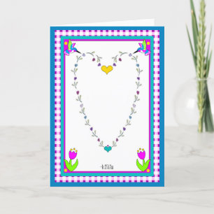 Floral Heart, Hummingbird, Buffalo Plaid card