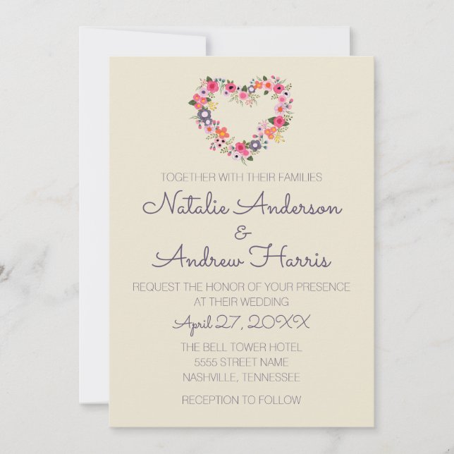 Floral Heart Invitation (Front)