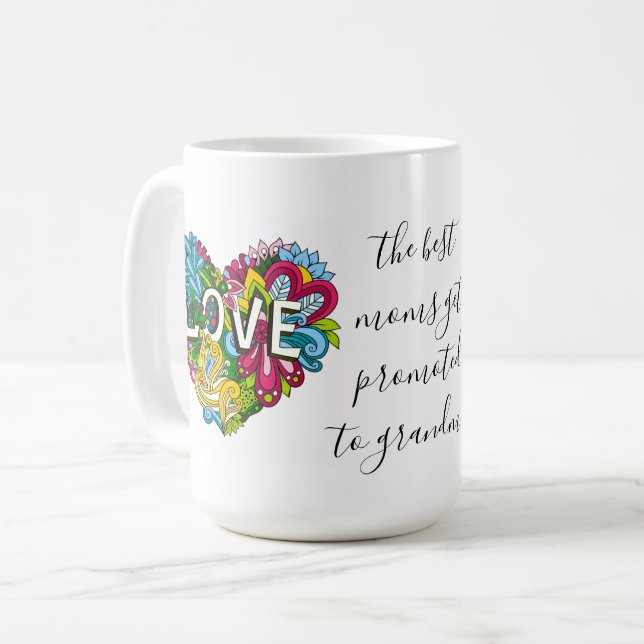 Floral heart LOVE, for 1st time grandma) Coffee Mug (Front Left)