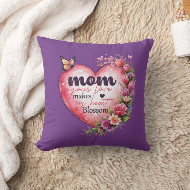 Floral heart Mother’s Day Gift_ She’ll Love  Cushion (Blanket)