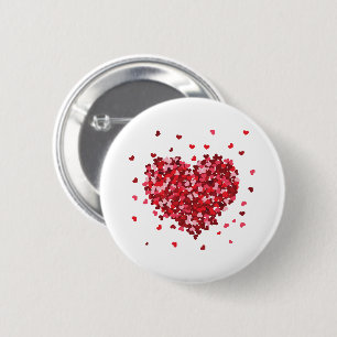 Floral Heart of love Valentines Day 6 Cm Round Badge