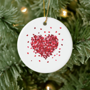 Floral Heart of love Valentines Day Ceramic Ornament