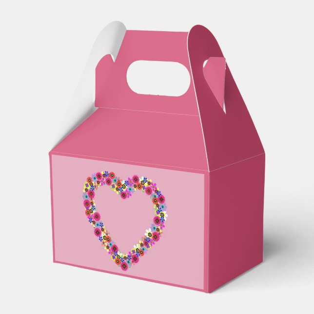 Floral Heart on Pink Favour Box (Front Side)