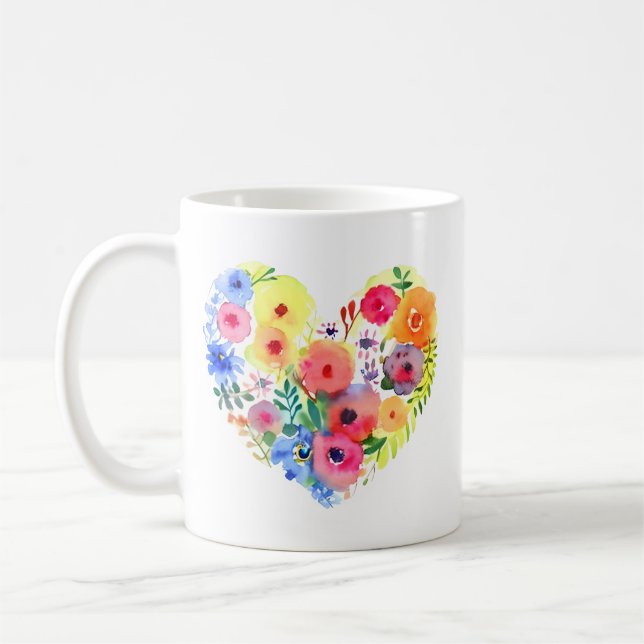 Floral Heart Personalised Grandma Coffee Mug (Left)