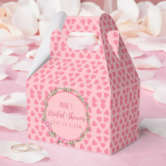Floral & Heart Pink Bridal Shower Favour Box