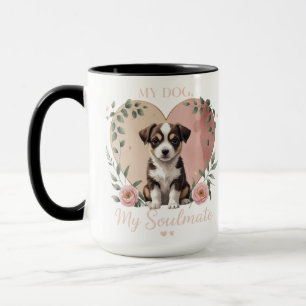 Floral Heart Puppy – My Dog, My Soulmate 15 oz Mug