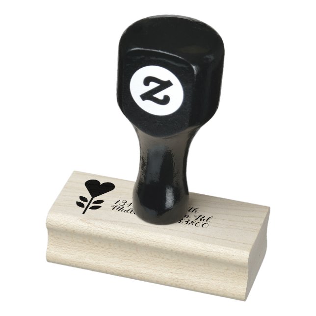Floral Heart Return Address Rubber Stamp (Stamp)