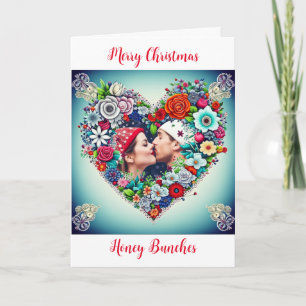 Floral Heart Romantic Personalised Christmas Holiday Card