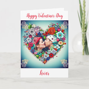 Floral Heart Romantic Personalised Valentine's Day Holiday Card