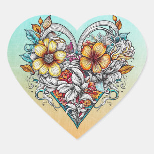 Floral Heart Romantic Sticker