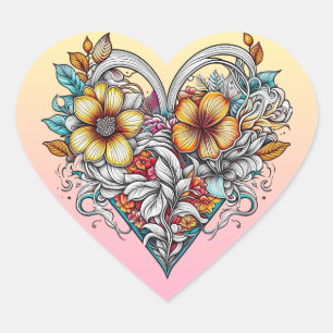 Floral Heart Romantic Sticker