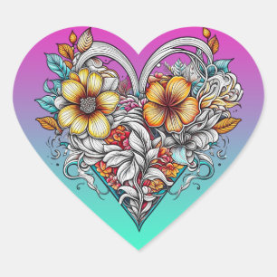 Floral Heart Romantic Sticker