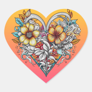 Floral Heart Romantic Sticker