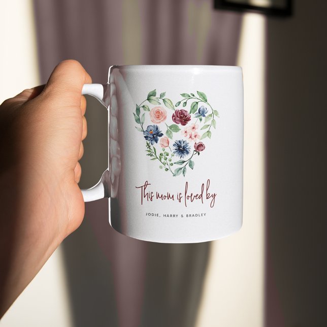 Floral Heart 'This MOM is loved by'  Coffee Mug (Creator Uploaded)