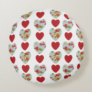 Floral Heart Throw Pillow Round Throw Pillow
