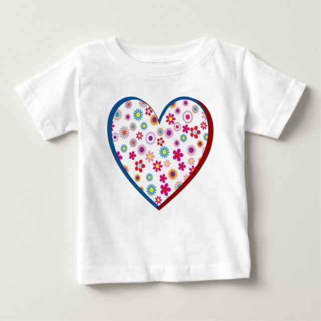 Floral Heart Toddler Ruffle Dress Baby T-Shirt (Front)