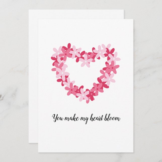 Floral Heart Valentine Holiday Card (Front/Back)