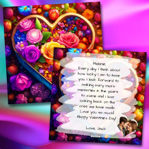 Floral Heart Valentine's Day Photo Holiday Card