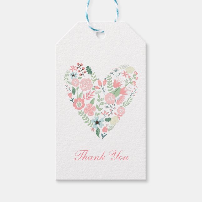Floral Heart Wedding Gift Tags (Front)