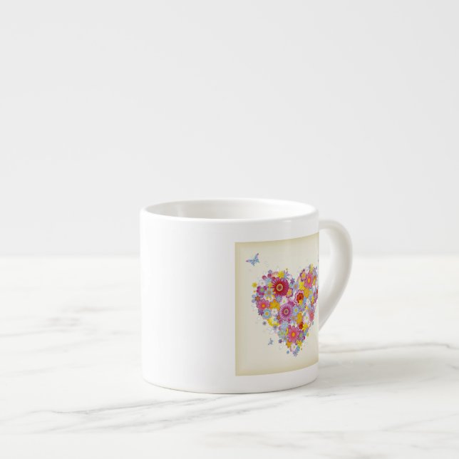 Floral heart with butterflies espresso cup (Front Right)