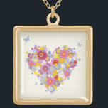 Floral heart with butterflies gold plated necklace<br><div class="desc">floral heart with butterflies - perfect for Valentine's Day  © and ® Bigstock® - All Rights Reserved.</div>