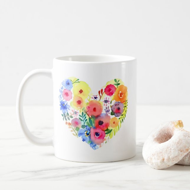 Floral Heart with Mum's Quote Coffee Mug (With Donut)