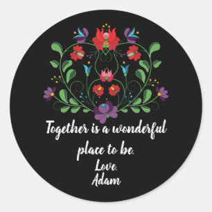 Floral Heart with Quote  Classic Round Sticker