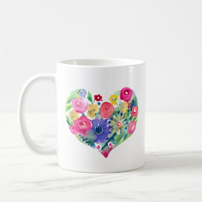 Floral Heart with Wife's Quote Coffee Mug (Left)