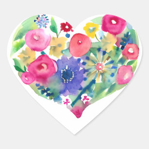 Floral Heart Wreath Pastel Watercolor Pink Roses Sticker