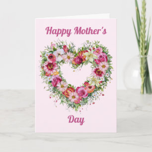 Floral Heart Wreath Personalised Mother's Day Card