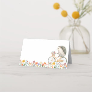 Floral Hedgehog Baby Shower Place Card