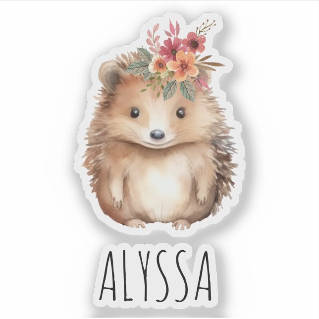 Floral Hedgehog watercolor (Front)