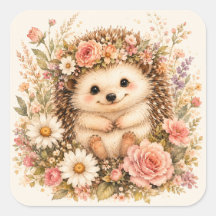 Floral Hedgehog Watercolor Art