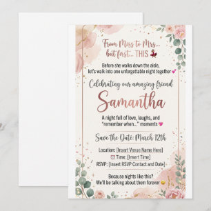 Floral Hen Night Invitation – Elegant Pink & Green
