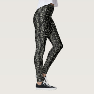 Floral Henna Mandala Black Pattern Leggings