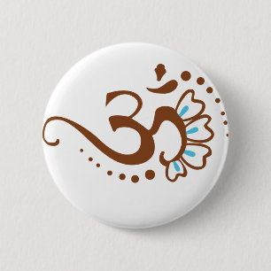 Floral Henna Om 6 Cm Round Badge