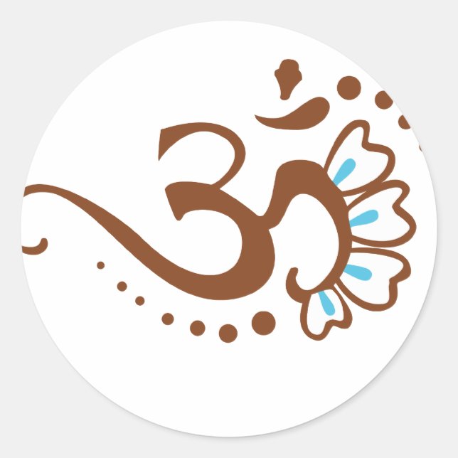 Floral Henna Om Classic Round Sticker (Front)