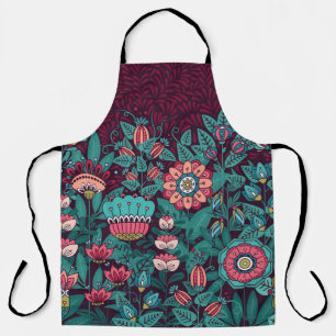 Floral Heritage: Hand Drawn Vintage Elegance Apron