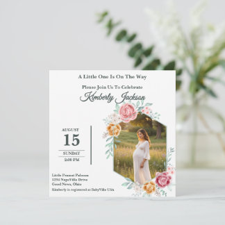 Floral Hexagon Baby Shower Invitation