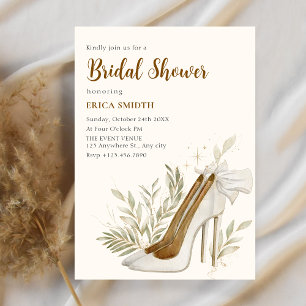 Floral high heels bridal shower invitation